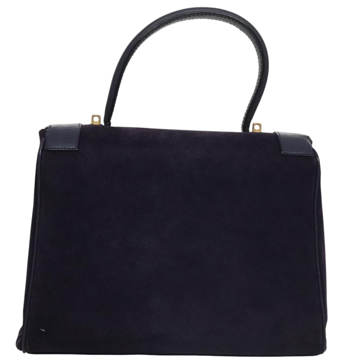 CELINE Hand Bag Suede Leather Purple Gold - 2