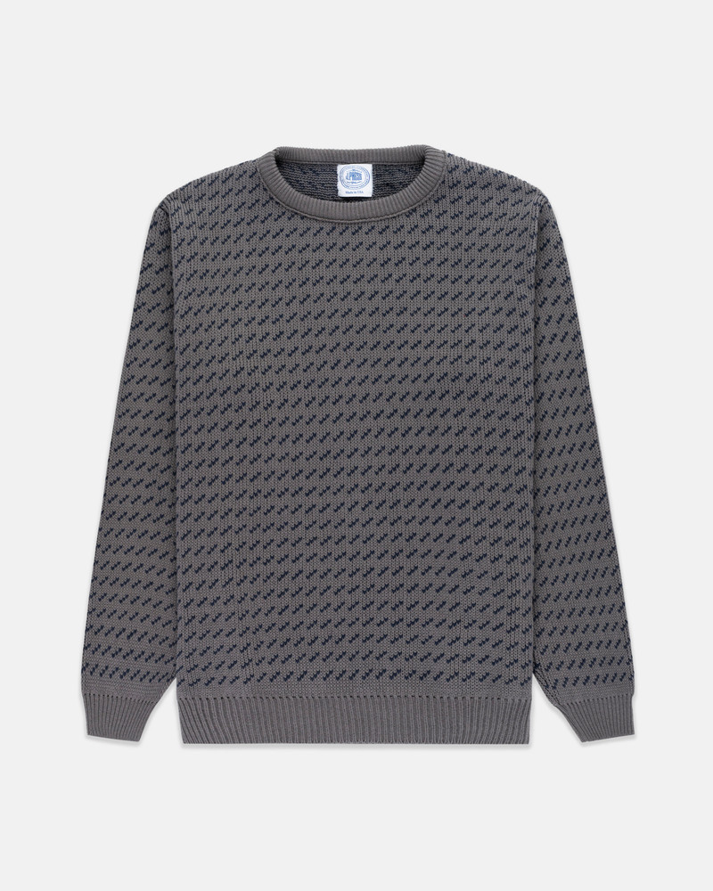 J. PRESS MADE-IN-USA CHARCOAL & NAVY CHEVRON COTTON CREWNECK SWEATER outlook