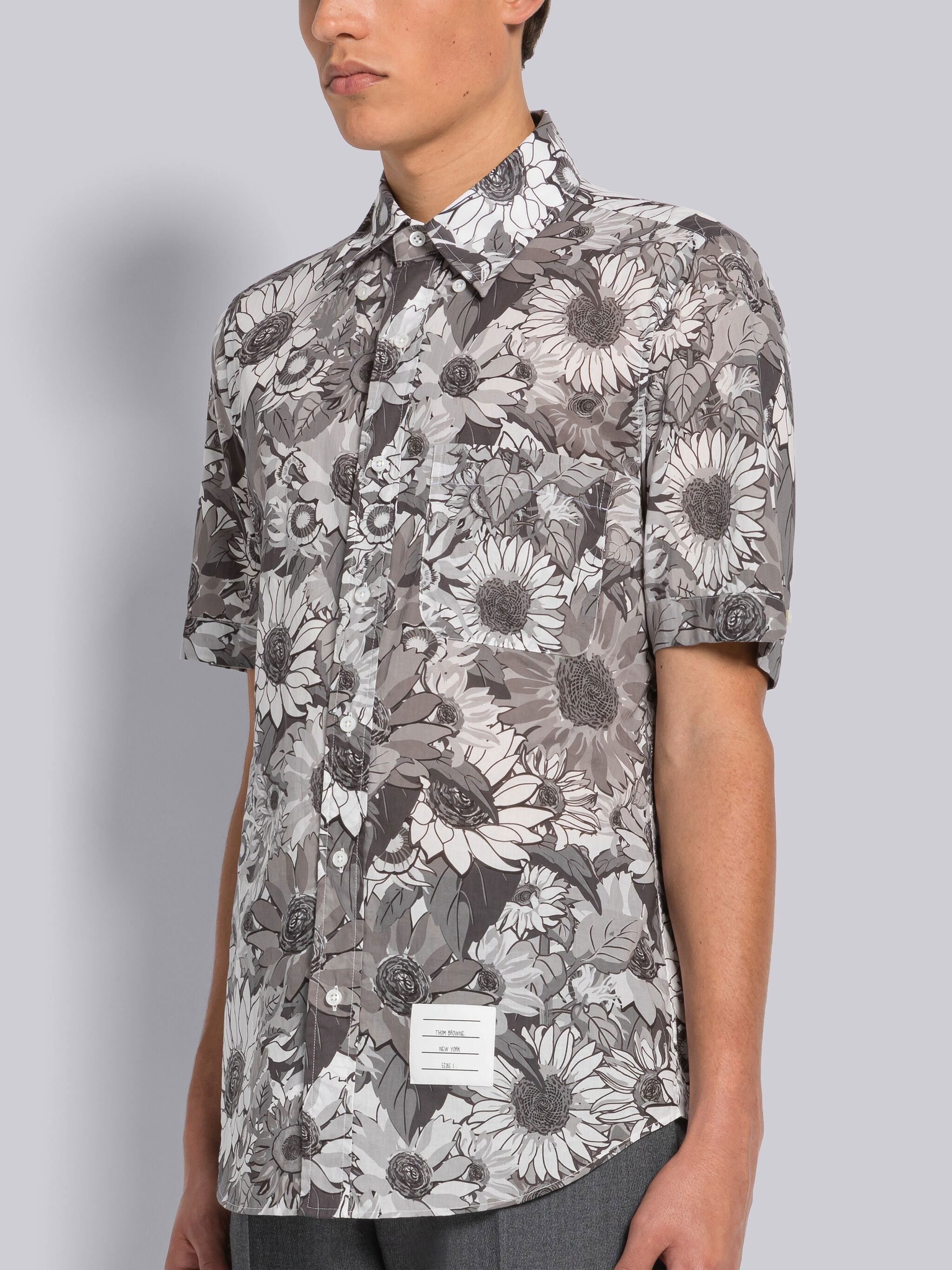FLORAL COTTON VOILE STRAIGHT FIT BUTTON DOWN SHORT SLEEVE SHIRT - 2