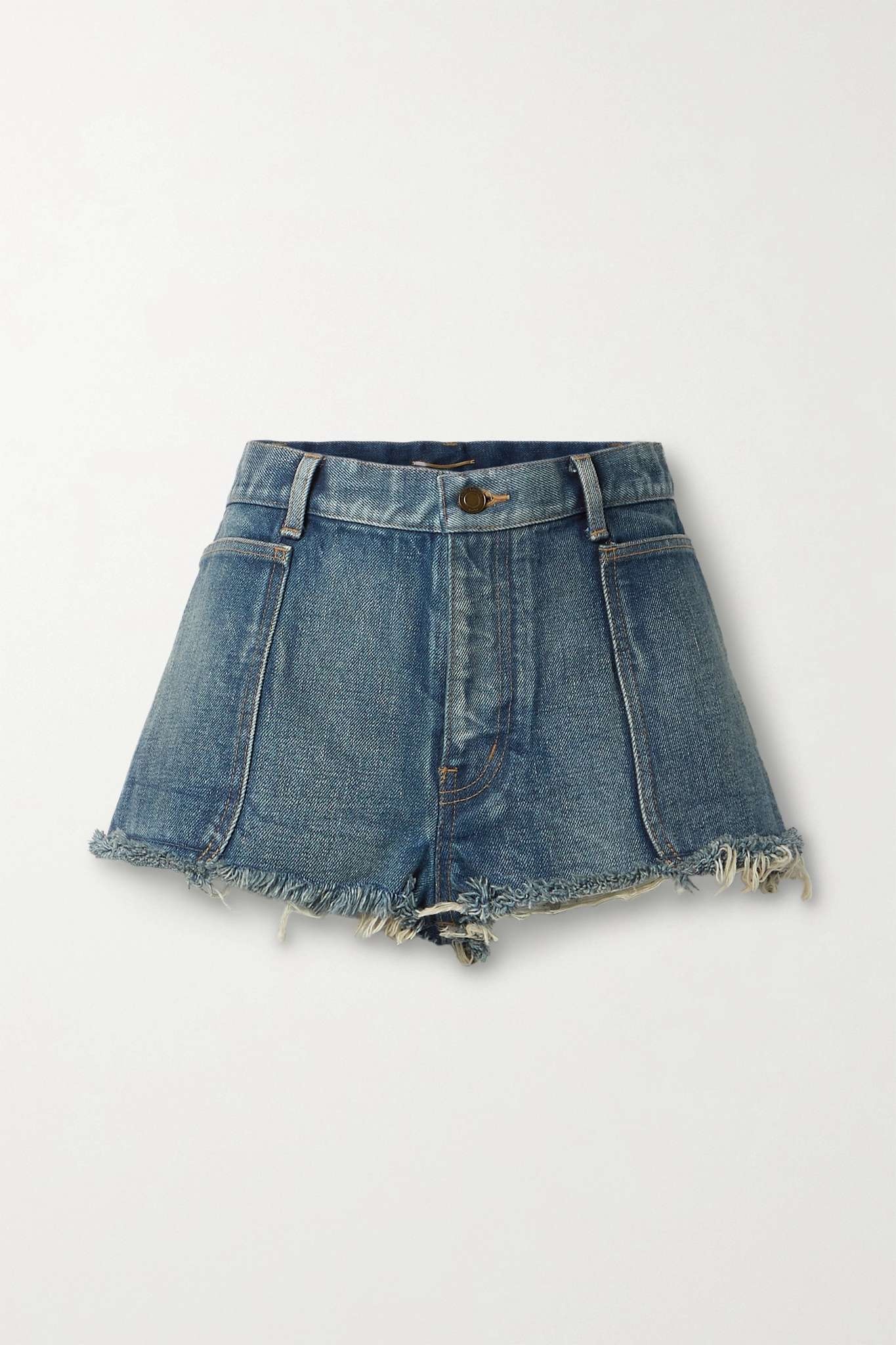 Frayed denim shorts - 1