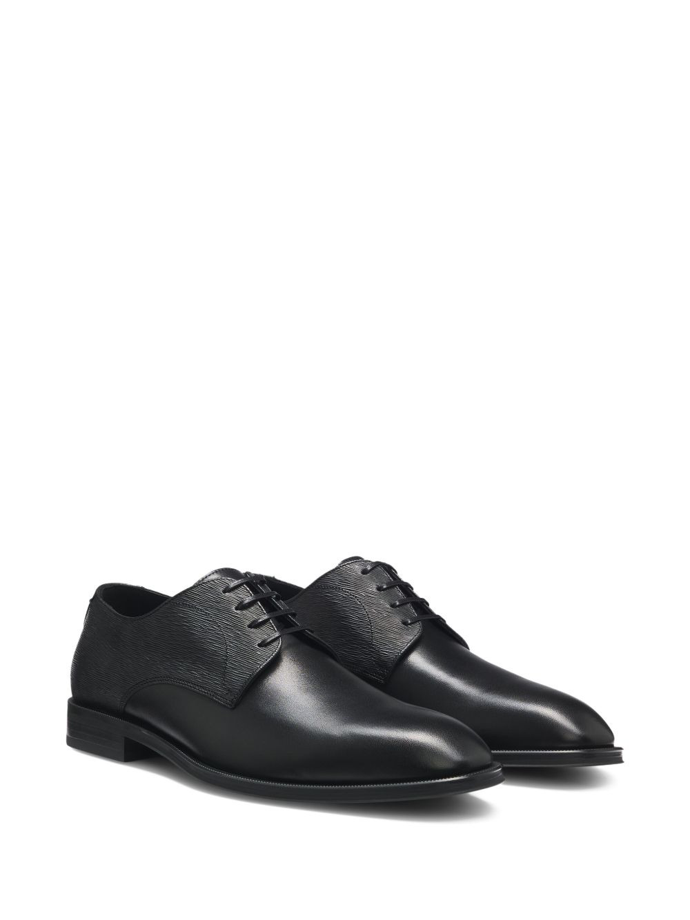 textured leather derby shoes - 2