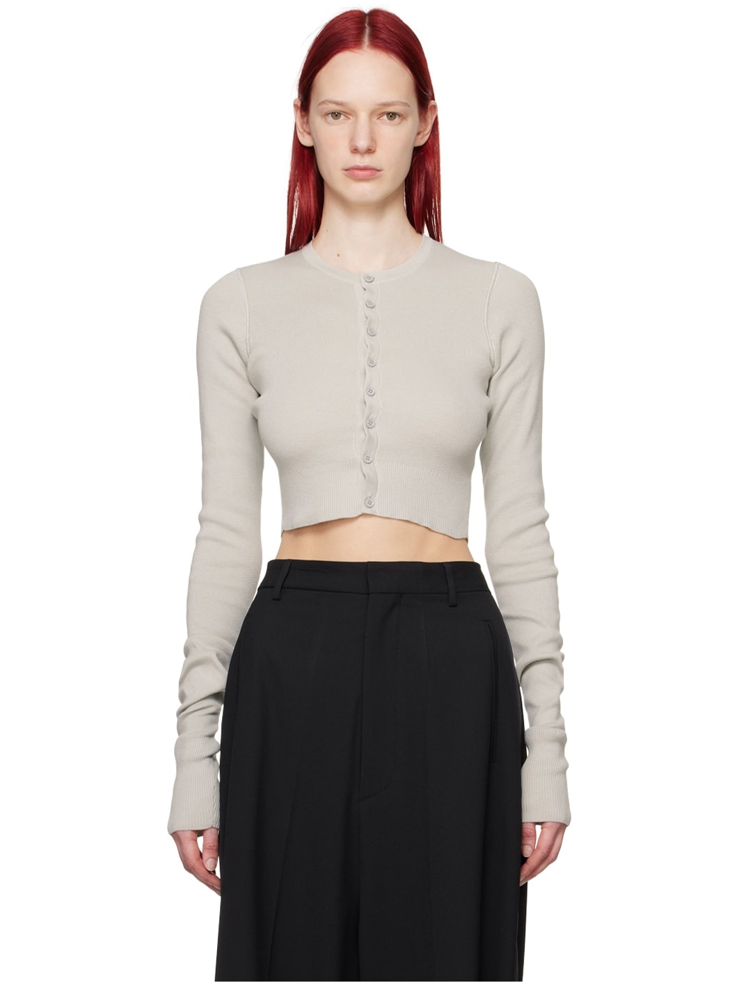 Gray Cutout Cardigan - 1