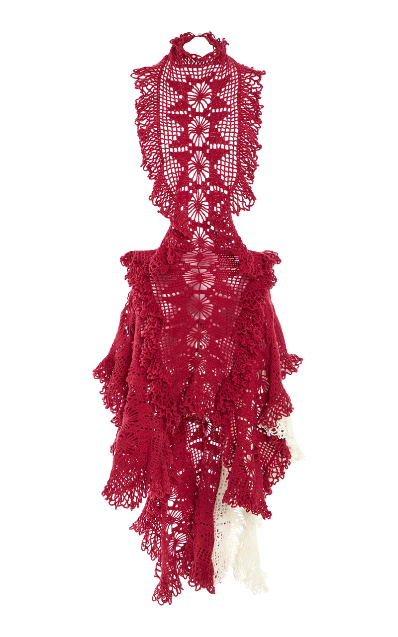 Spade Crocheted Merino Wool Midi Dress fuchsia 1