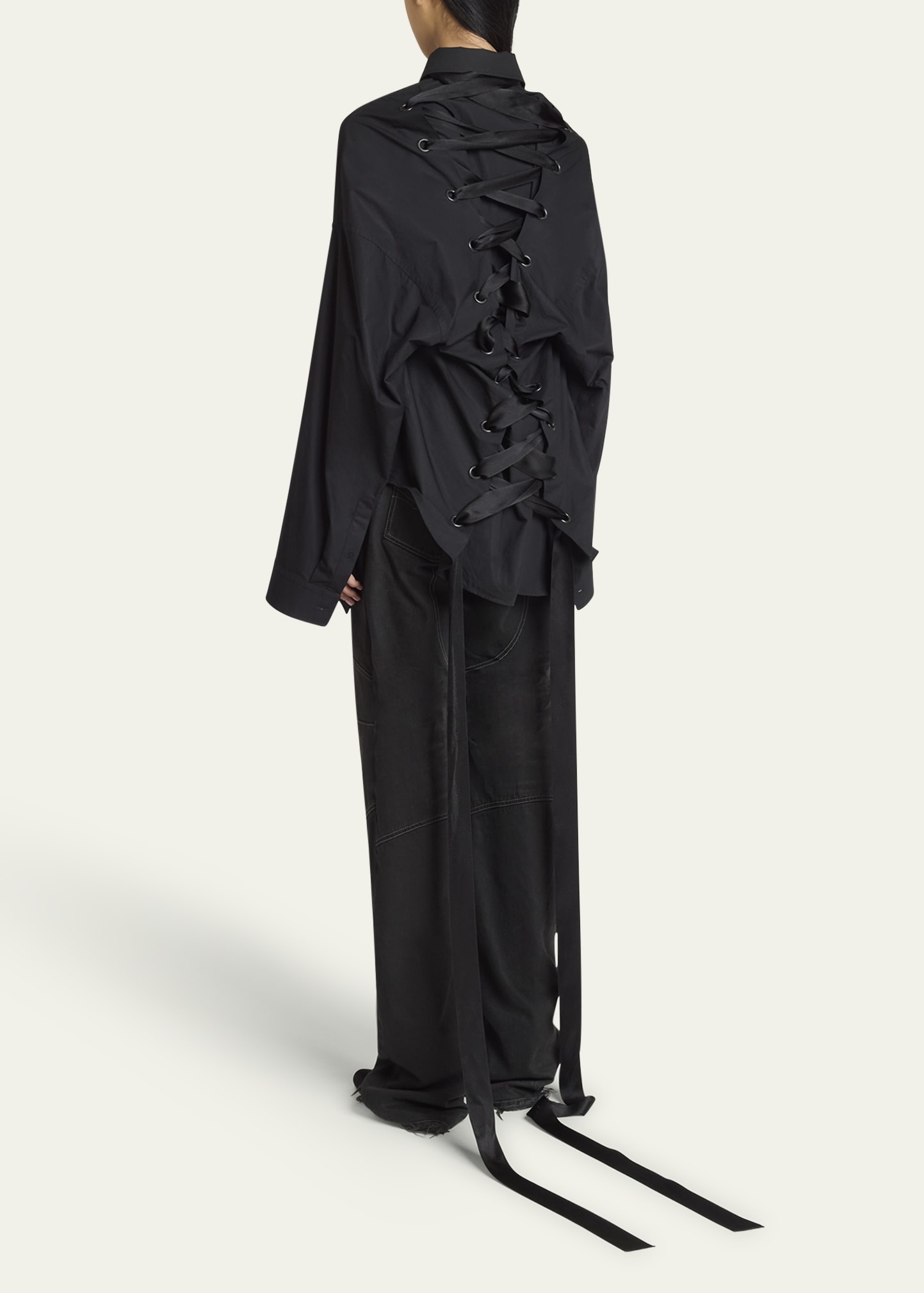 Lace-Up Button-Down Shirt - 3
