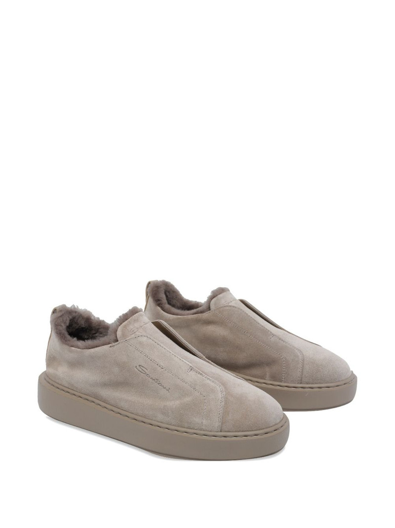 Santoni round-toe suede sneakers outlook