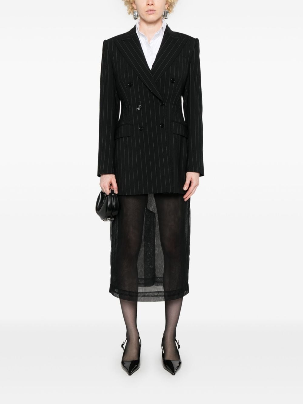 pinstripe-pattern blazer - 2