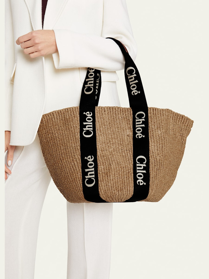 Chloé Woody Large Mifuko Basket Bag with Logo Webbing outlook
