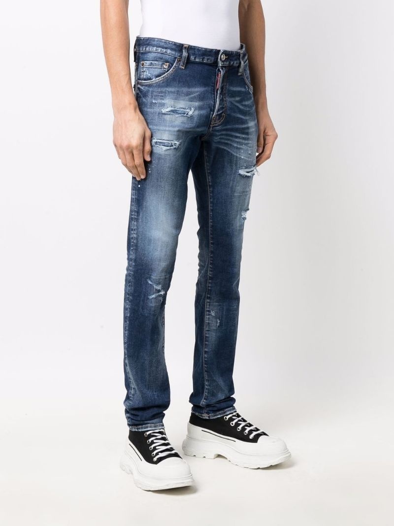 stonewashed slim distressed jeans - 3