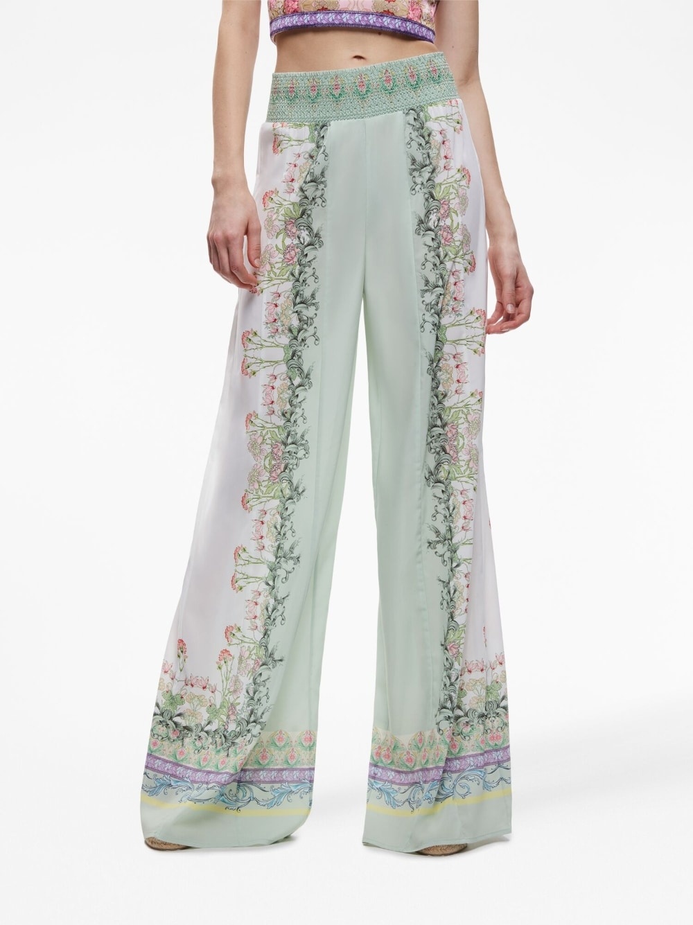 mix-print flare bootcut trousers - 4