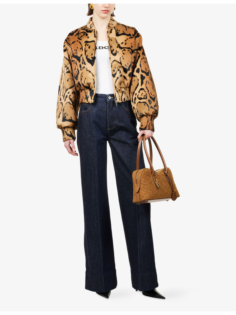 Stella McCartney Leopard-Pattern Velvet Bomber Jacket outlook