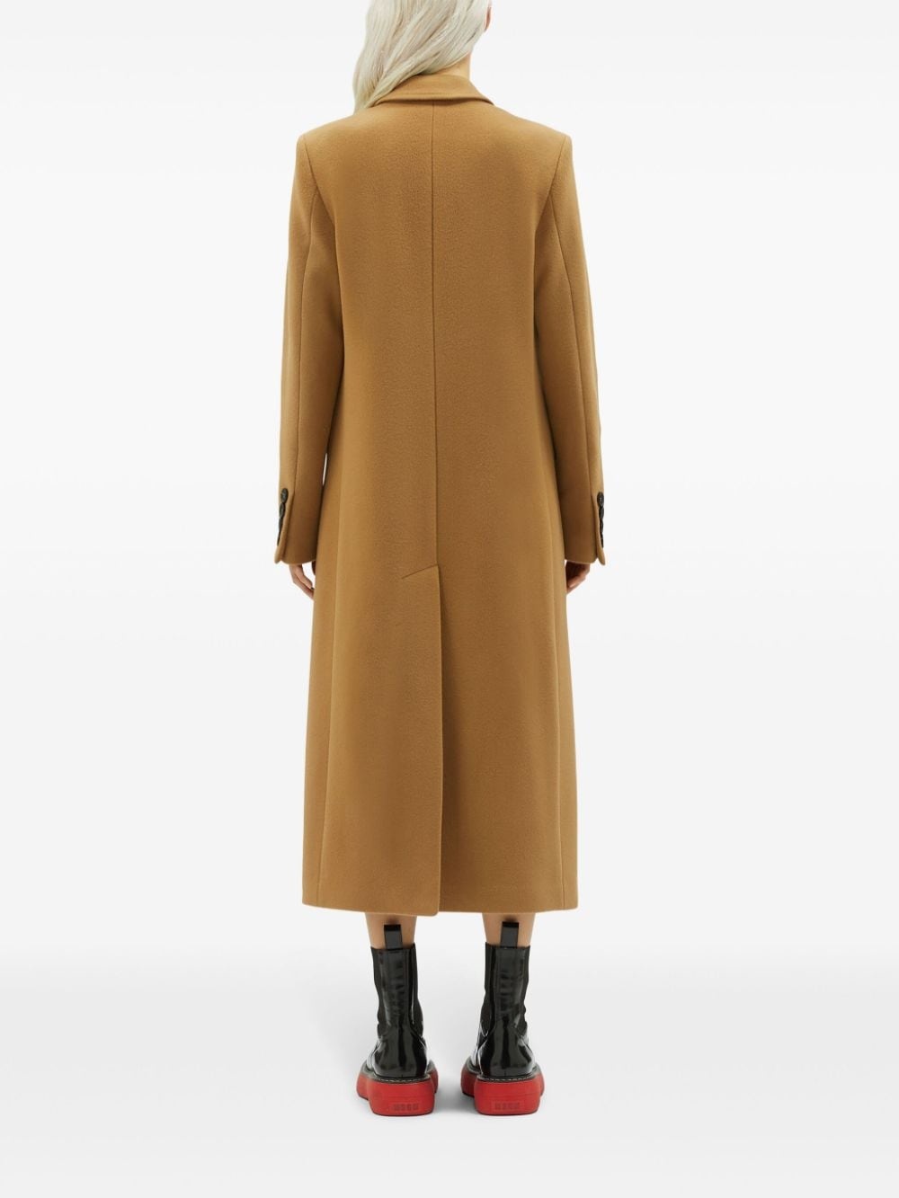 notched-lapel button-fastening coat - 4