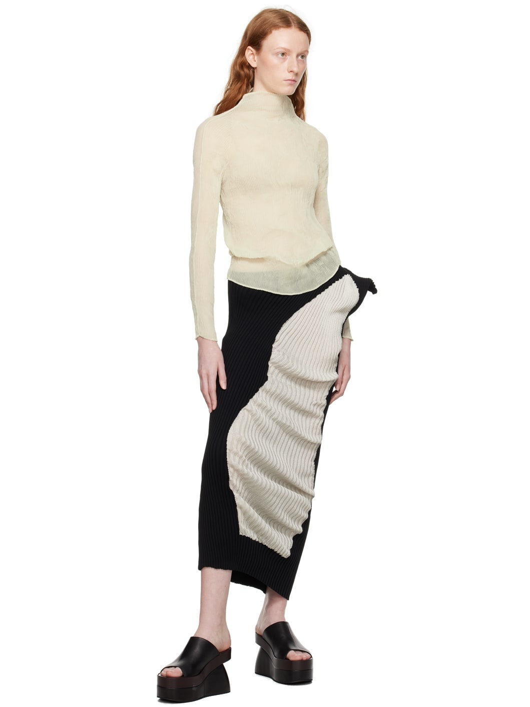 ISSEY MIYAKE Off-White Twist 3 Turtleneck | REVERSIBLE