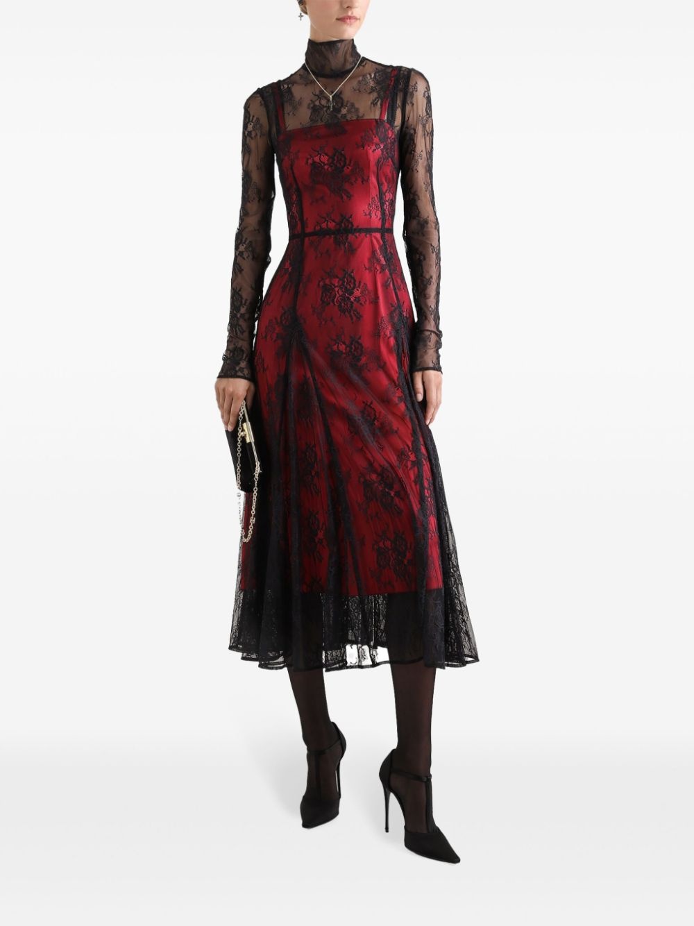 chantilly lace midi dress - 2