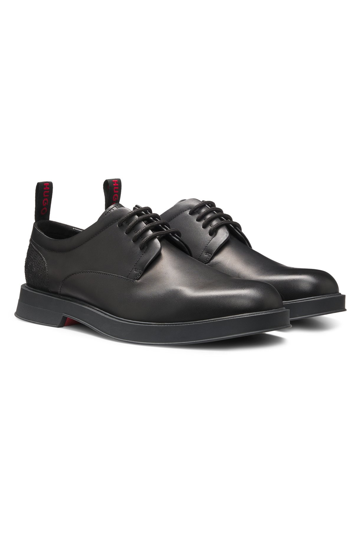 LEATHER DERBY SHOES WITH MONOGRAM HEEL - 2