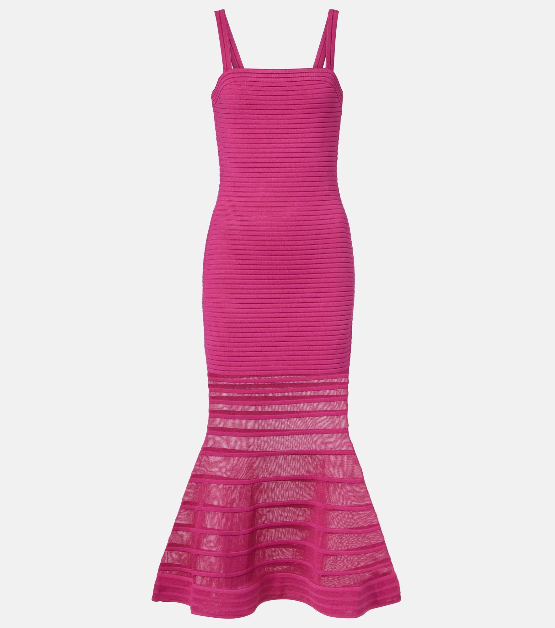 Vallarie ribbed-knit sheer midi dress - 1