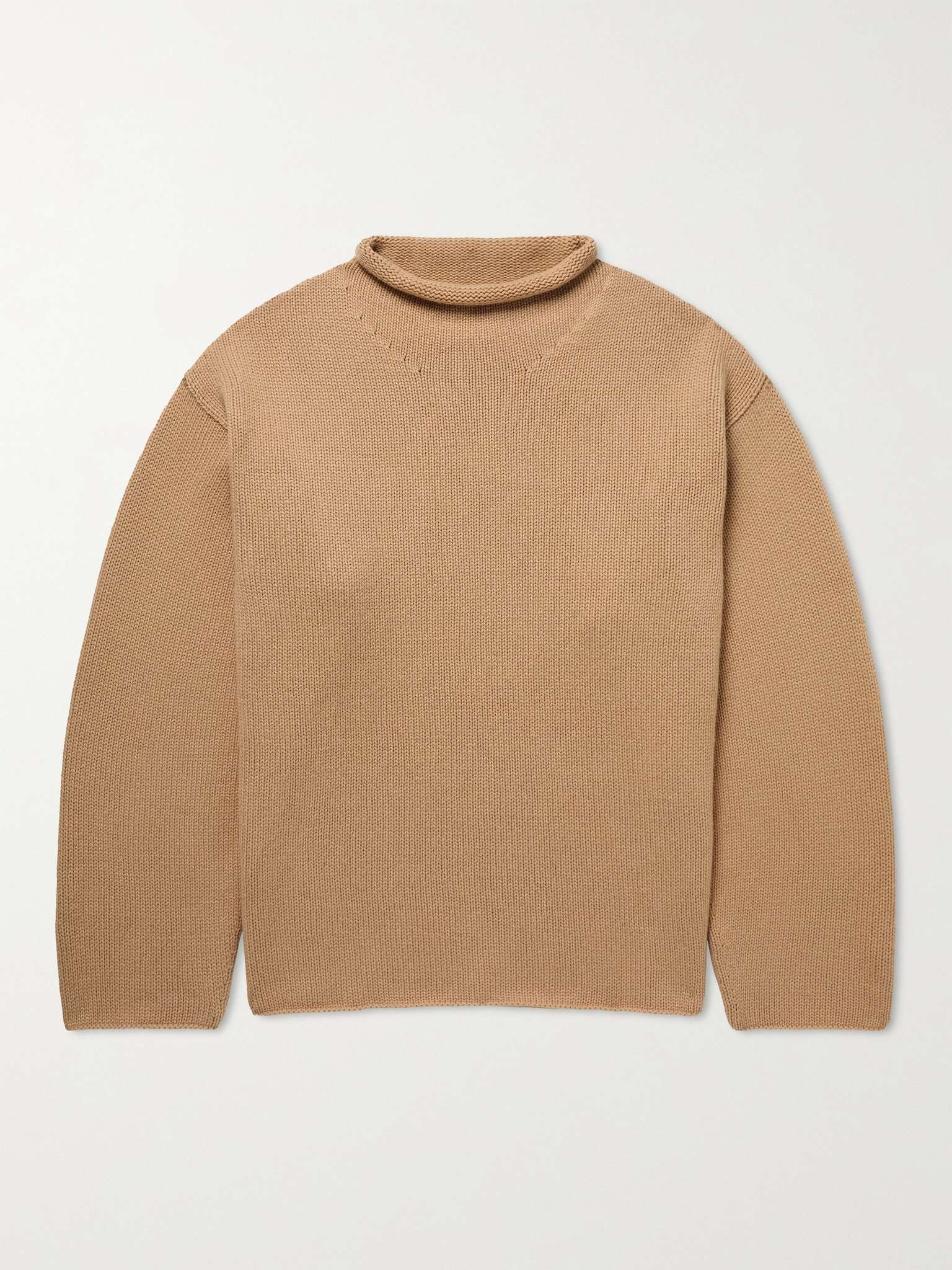 Oversized Ribbed Cashmere Rollneck Sweater - 1