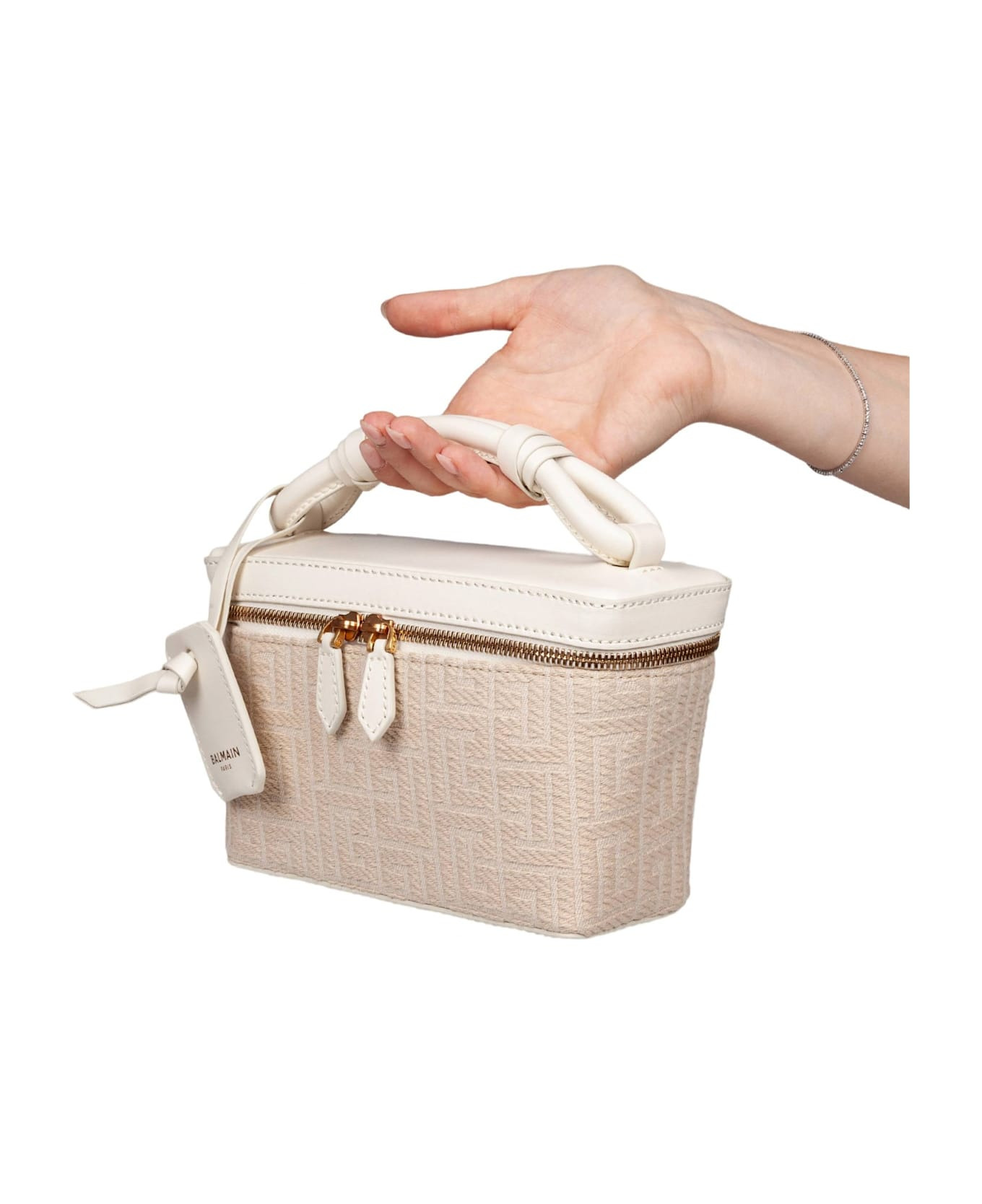 Balmain B-army Jacquard Canvas Pouch, Natural Color - 2