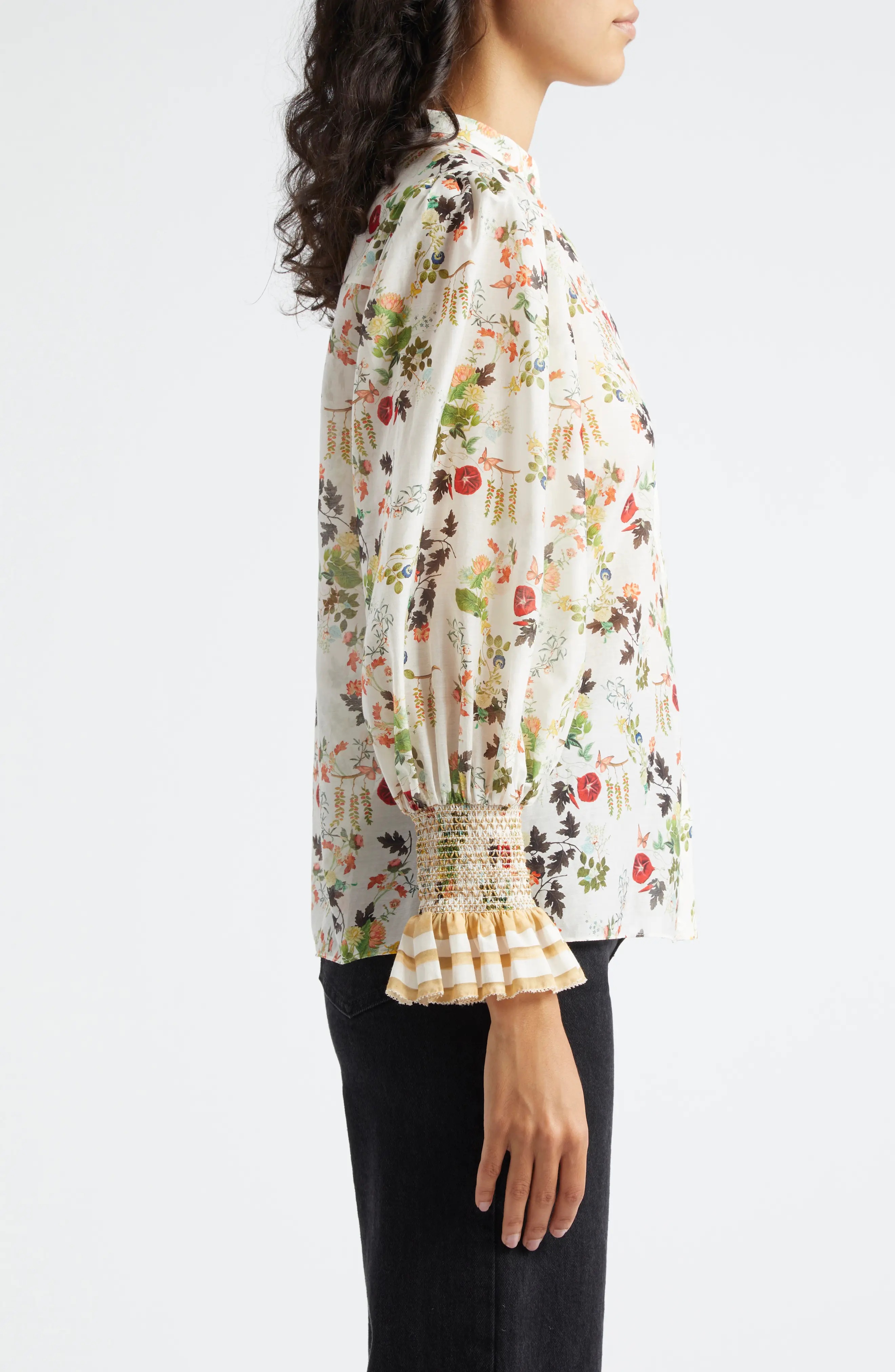 Ilan Floral Cotton & Silk Button-Up Shirt - 3