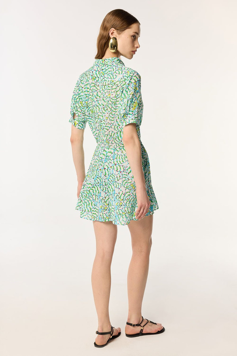 Short Jumpsuit Bettina - Green Wings Flower 3