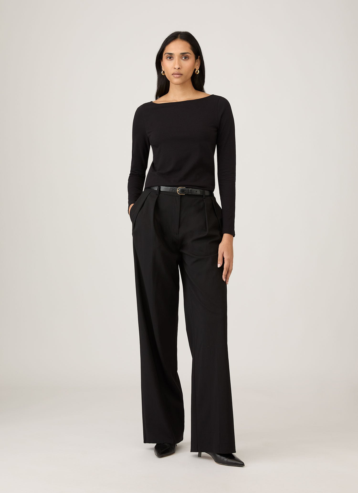 Stretch Cotton Slash Neck Top - 2