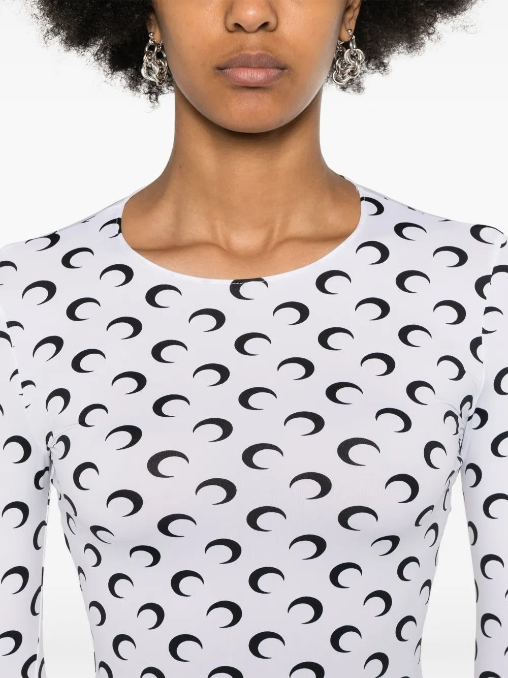 MARINE SERRE - Women Moon Printed Jersey Ls Crewneck Top - 4