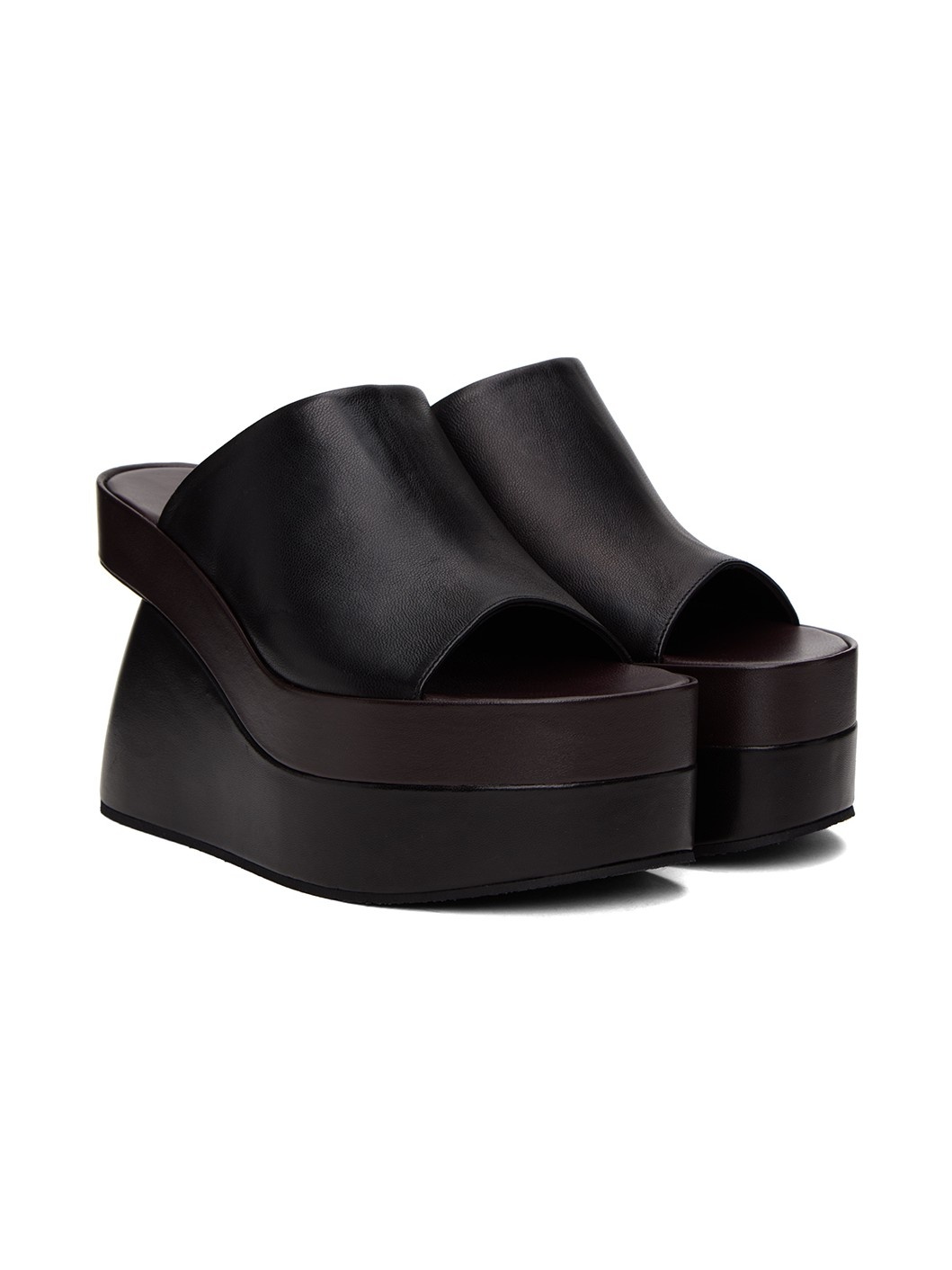 Black Platform Heeled Sandals - 4