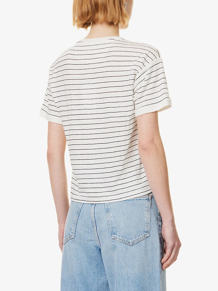 Pocket striped organic-linen T-shirt - 4