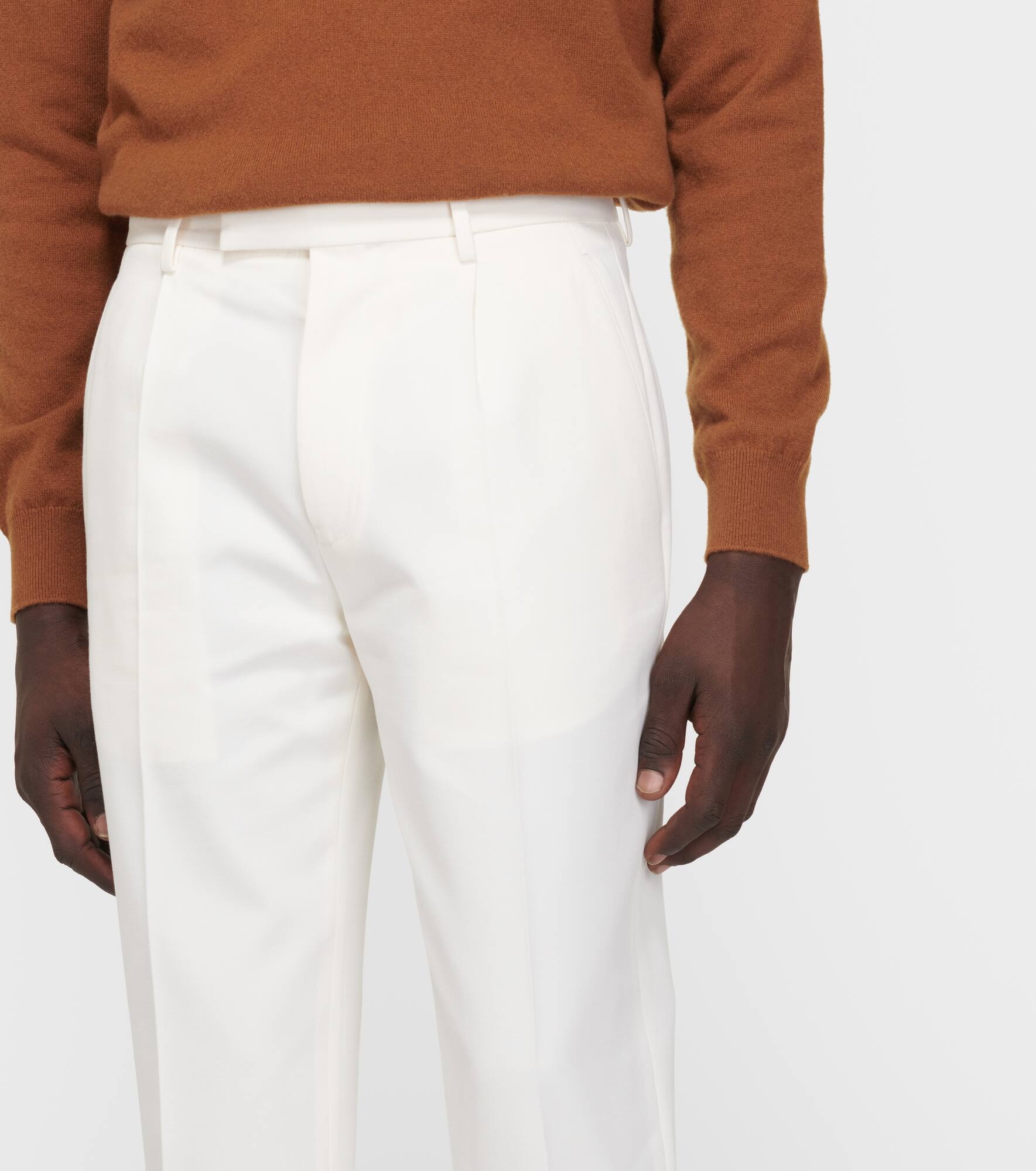 Cotton and wool straight pants - 5