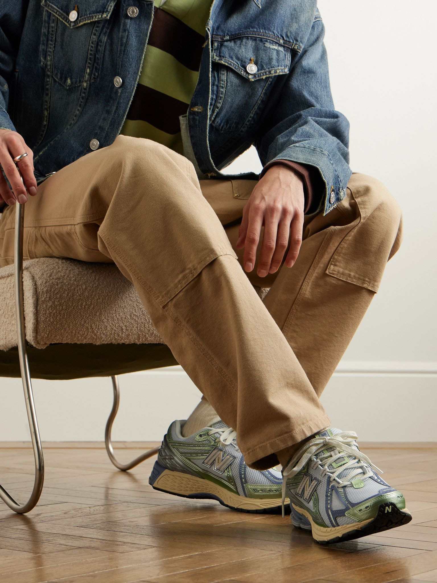 1906R Mesh and Leather Sneakers Blue - 2
