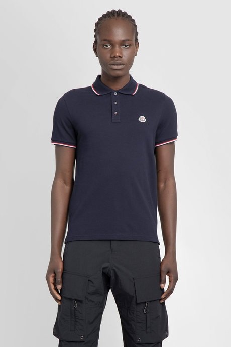 Moncler men's navy logo polo shirt - 1