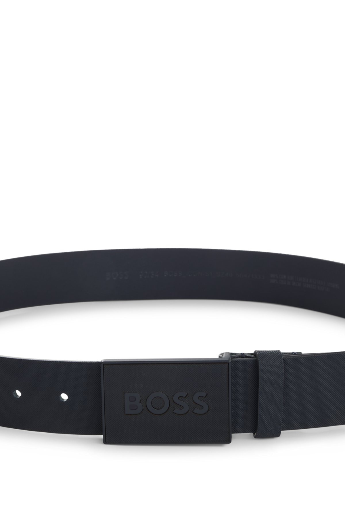EMBOSSED BELT IN ITALIAN LEATHER WITH PLAQUE BUCKLE - 4