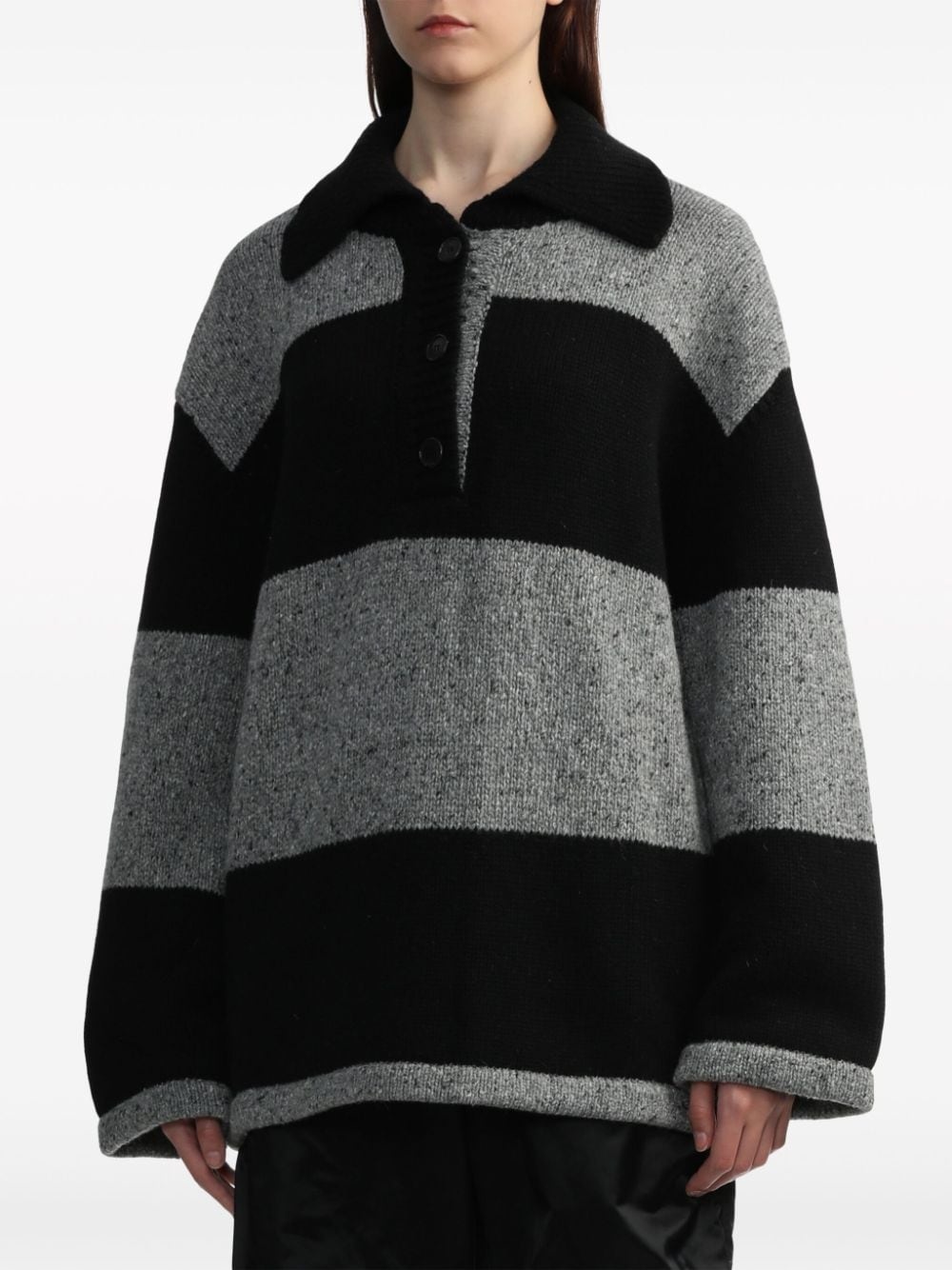 spread-collar striped jumper - 3