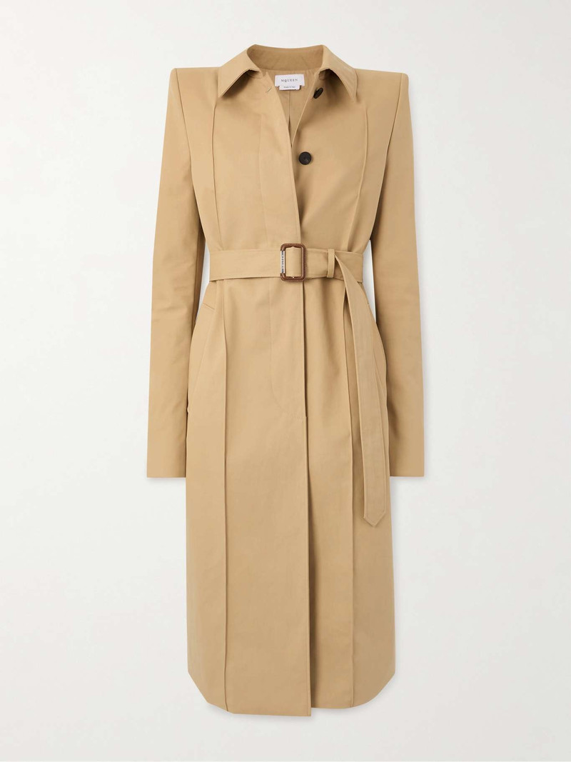 Belted Cotton-Gabardine 트렌치 코트 베이지 - 1