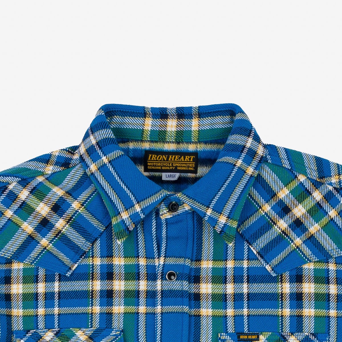 IHSH-370-BLU Ultra Heavy Flannel Tartan Check Western Shirt - Blue - 7