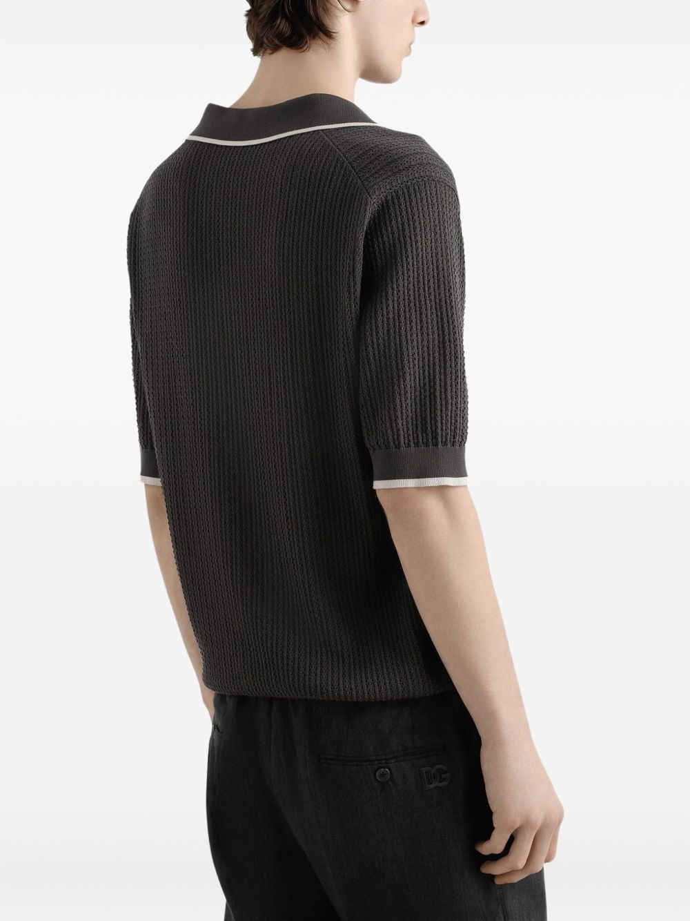 textured-knit polo top - 5