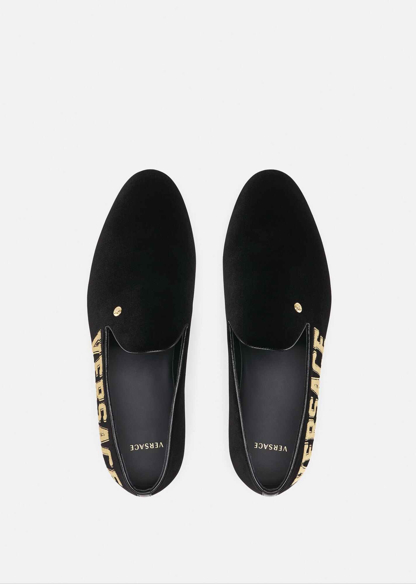 Embroidered Logo Velvet Slippers - 4