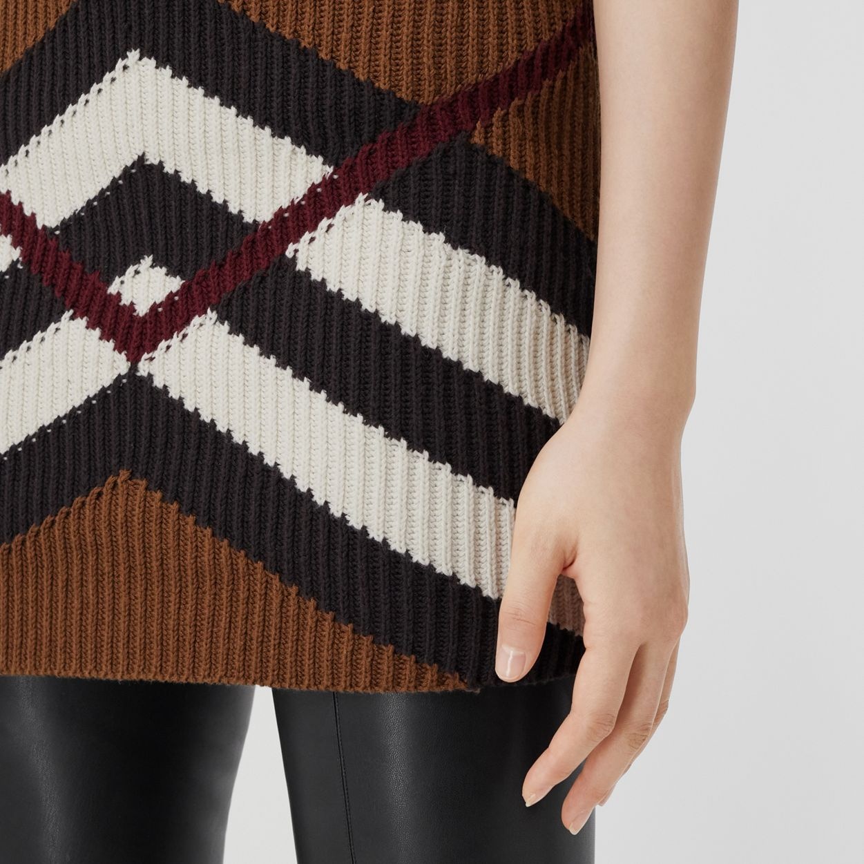 Chevron Check Cashmere Cotton Blend Mini Skirt - 3