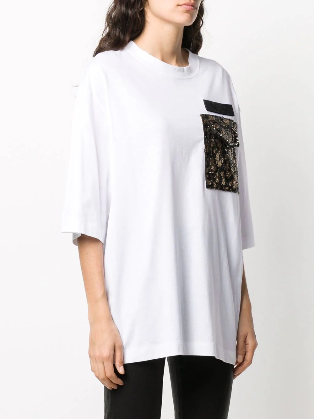 sequinned pocket oversized T-shirt - 3