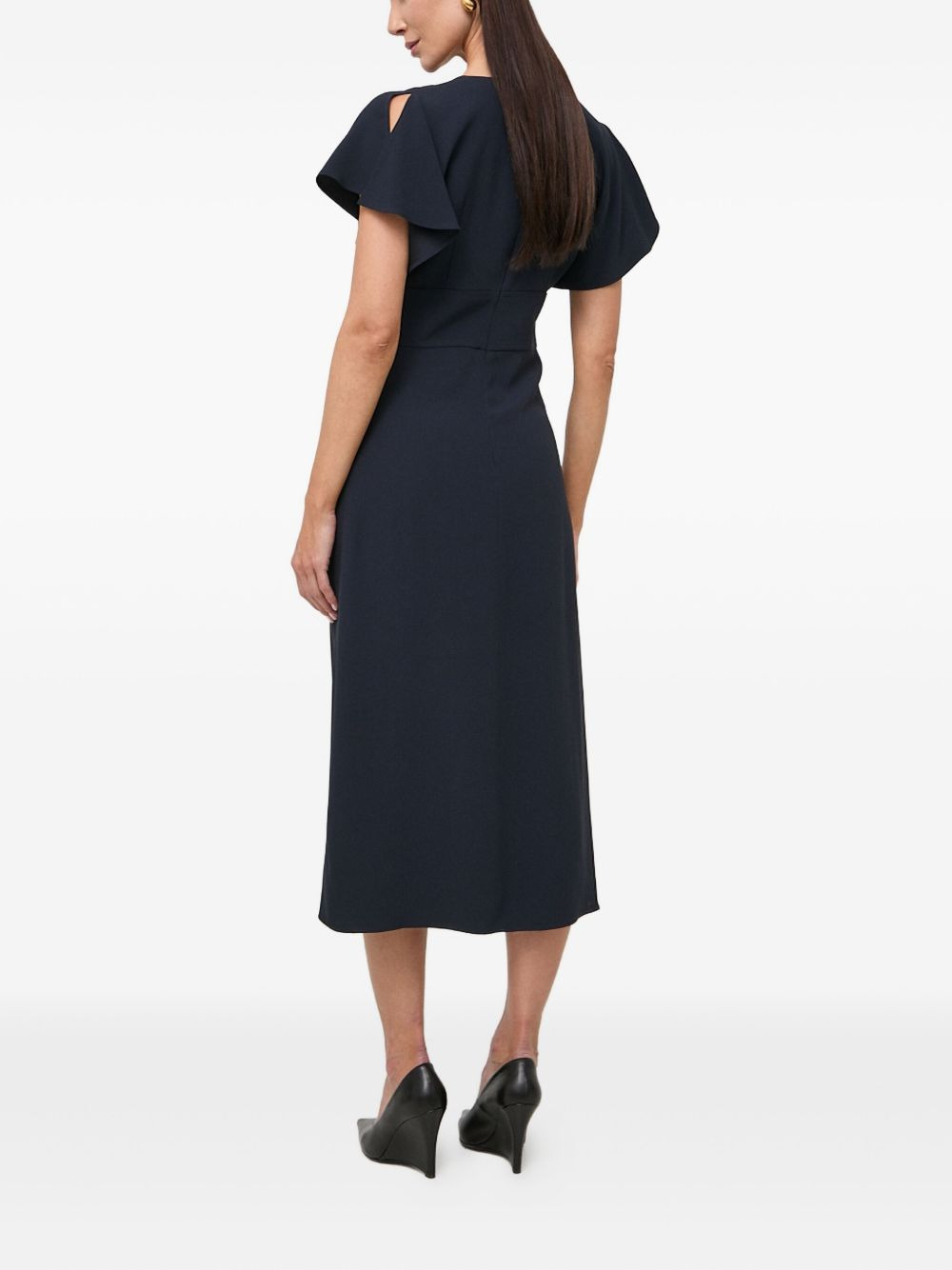 flutter-sleeve V-neck midi dress - 4