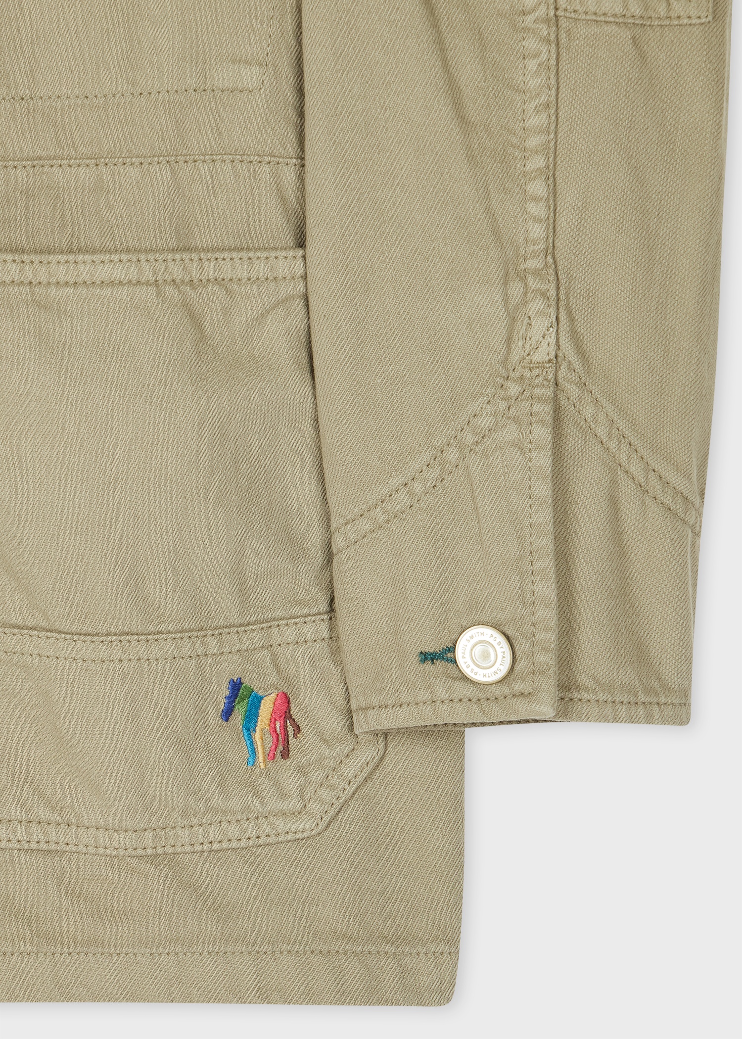 Sage Green Cotton-Linen 'Broad Stripe Zebra' Work Jacket - 2