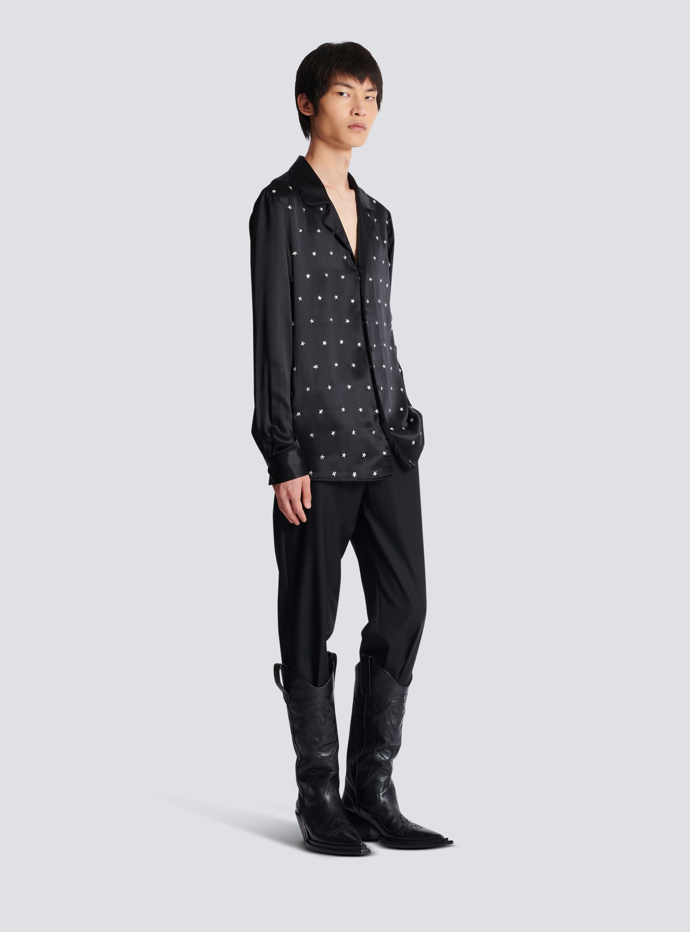 Embroidered silk stars shirt - 3