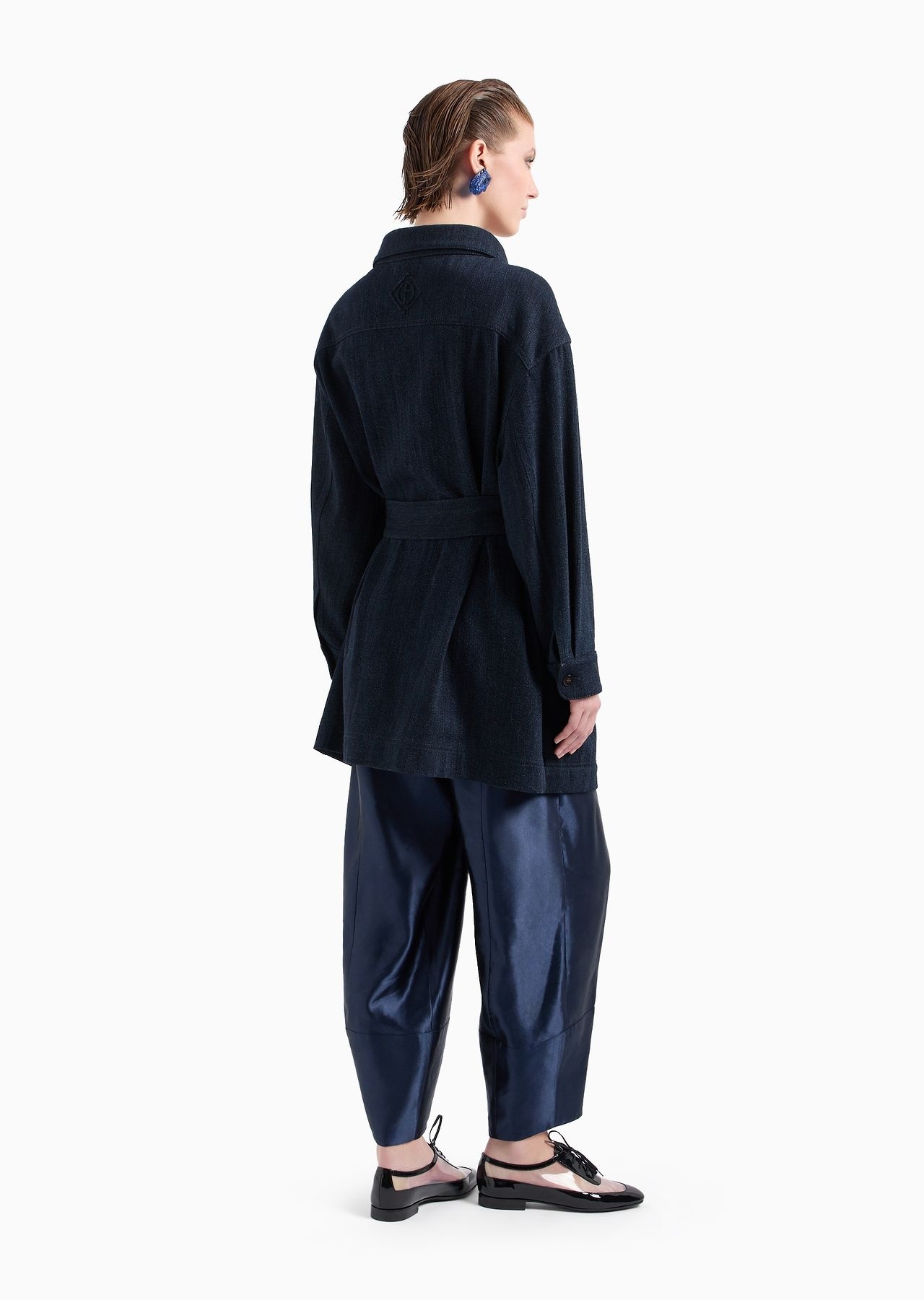 Denim Collection pea coat in cotton and wool denim - 3