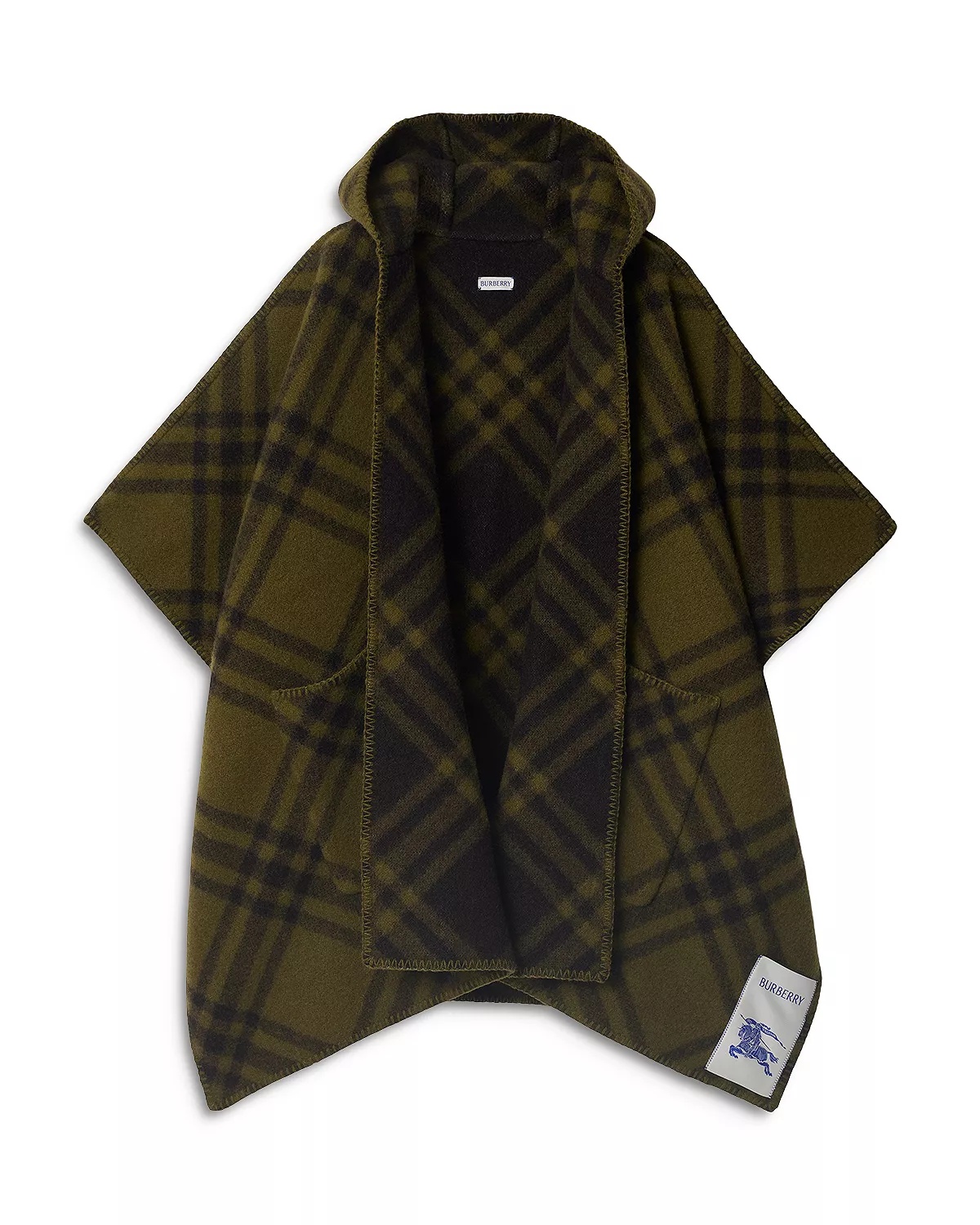 Reversible Check Wool Cape - 1