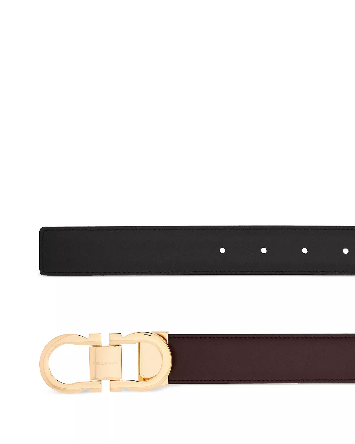 Men's Double Gancini Buckle Reversible Leather Belt - 6