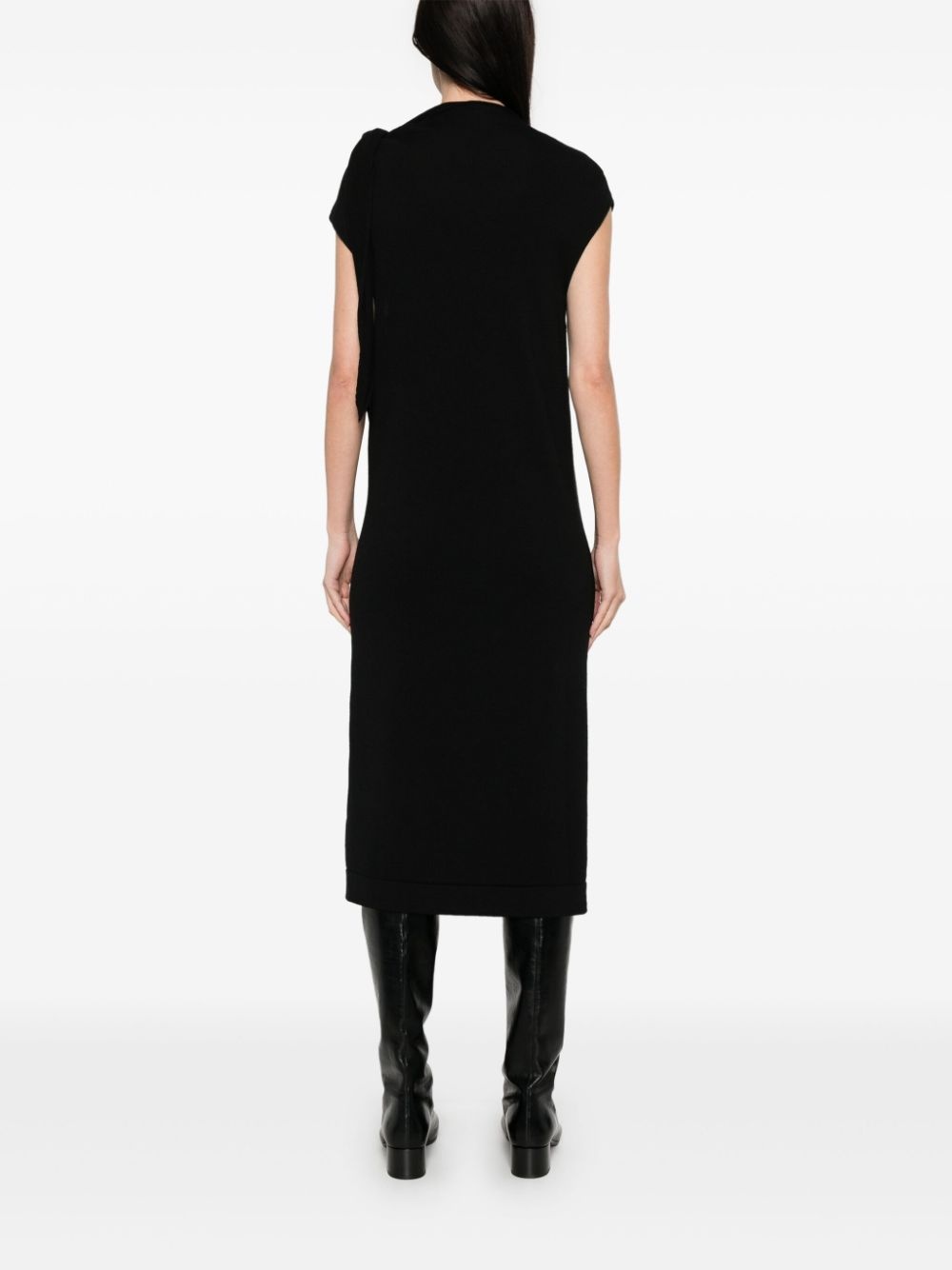 fine knit draped-detailed midi dress - 4