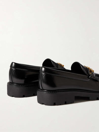 CELINE Triomphe Embellished Leather Loafers outlook