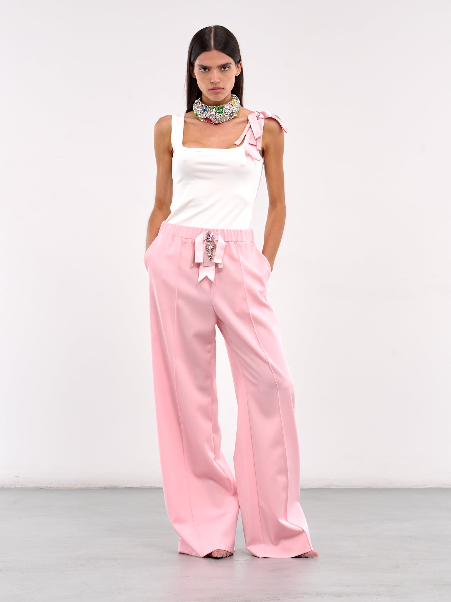 Crystal Bow Wide Leg Trousers - 6
