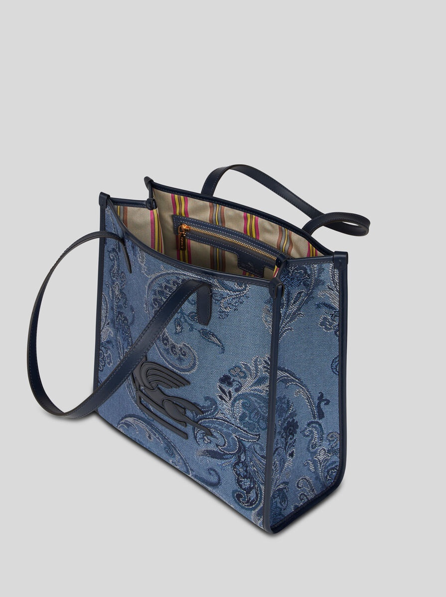 MEDIUM DENIM JACQUARD LOVE TROTTER BAG - 3