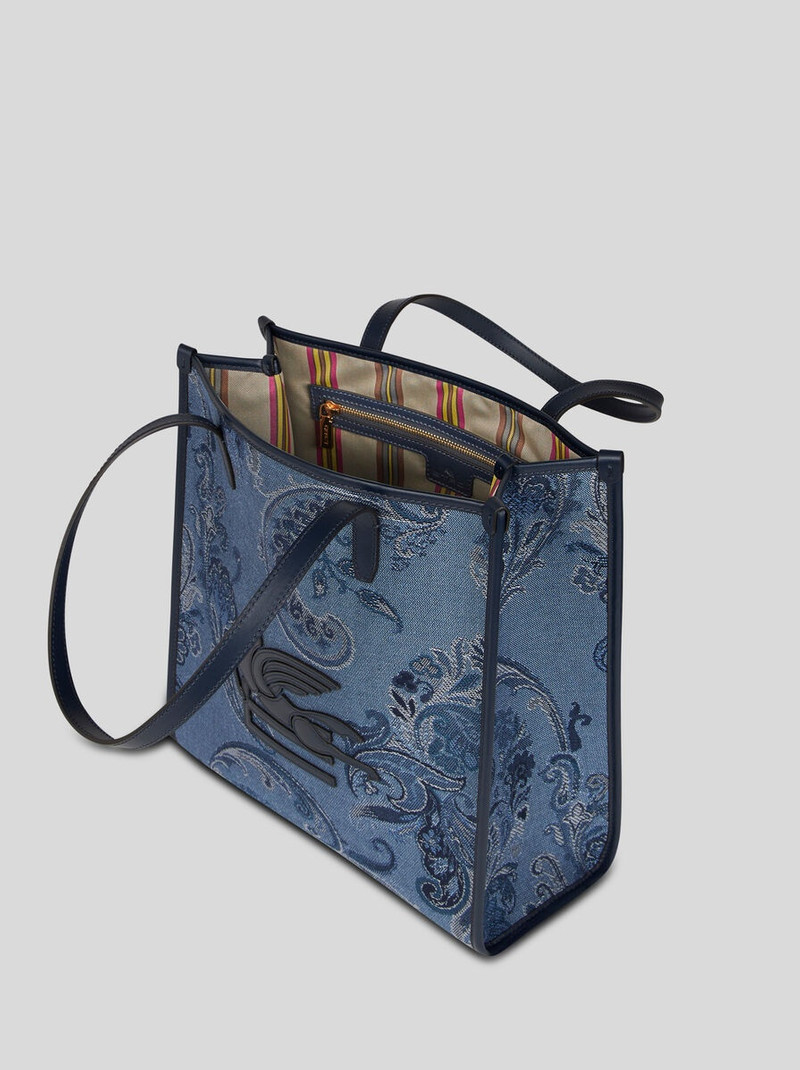 MEDIUM DENIM JACQUARD LOVE TROTTER BAG 3