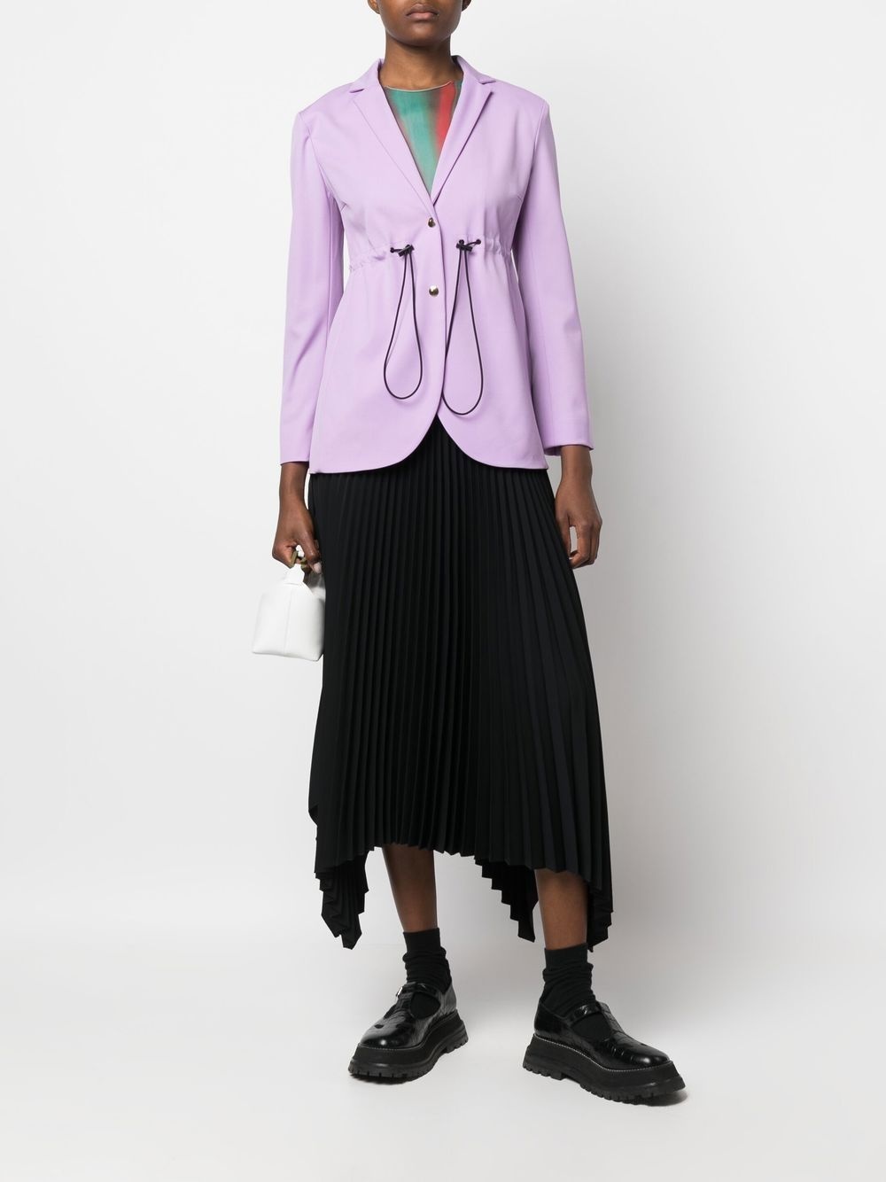 Drawstring single-breasted blazer - 2